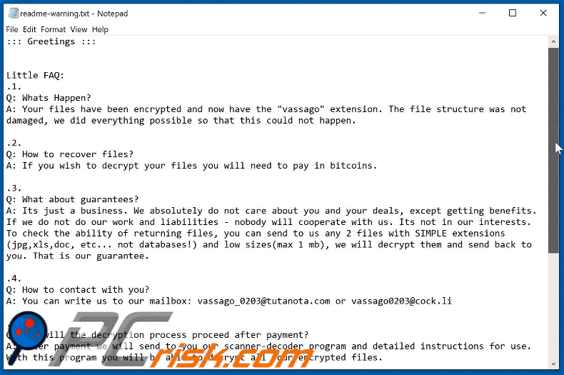 Vassago ransomware tekstbericht GIF (readme-warning.txt)