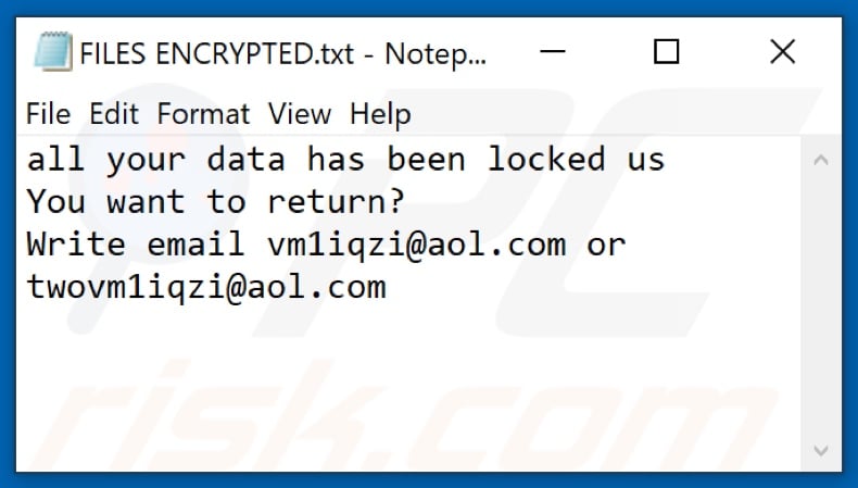 Word ransomware tekstbestand (FILES ENCRYPTED.txt)