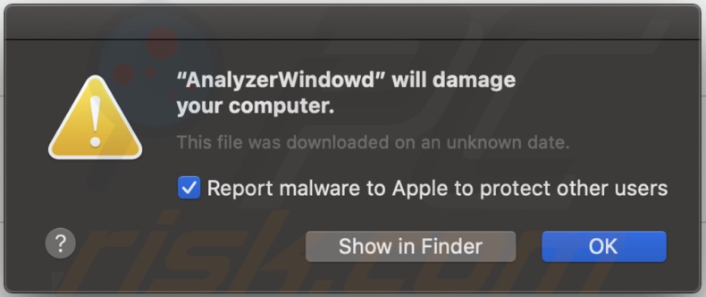 Pop-up weergegeven wanneer AnalyzerWindow adware aanwezig is