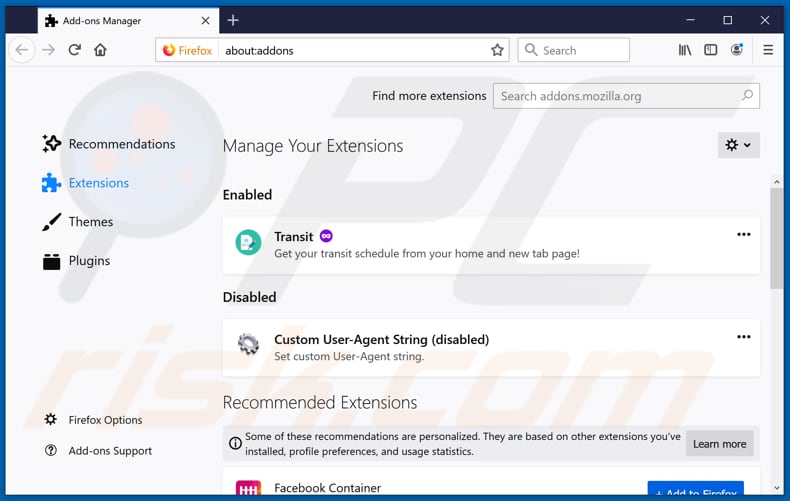 Verwijder aan conf-search.com gerelateerde Mozilla Firefox extensies