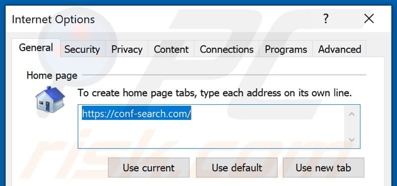 Verwijder conf-search.com als startpagina in Internet Explorer