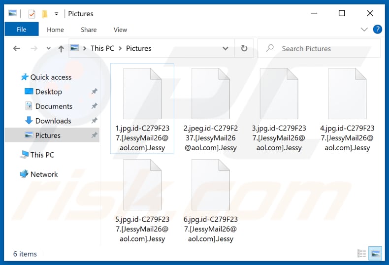 Door Jessy ransomware versleutelde bestanden (.Jessy-extensie)