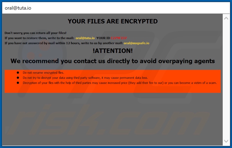 ORAL decryptie-instructies (pop-up)