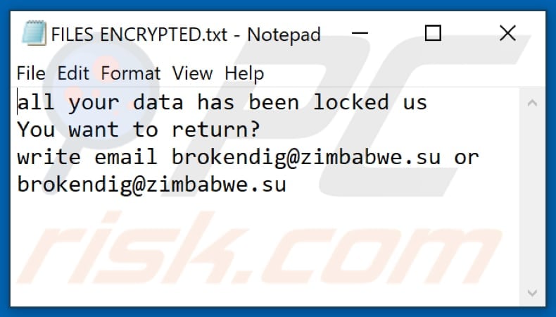 Pirat ransomware tekstbestand (FILES ENCRYPTED.txt)