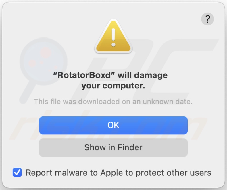 Pop-up na de installatie van RotatorBox adware