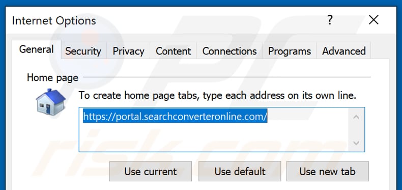 Het verwijderen van searchconverteronline.com uit Internet Explorer homepage