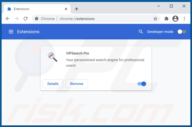 Verwijderen vipsearch.guru gerelateerde Google Chrome extensies