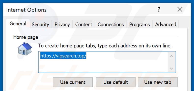 Verwijderen vipsearch.guru van Internet Explorer startpagina