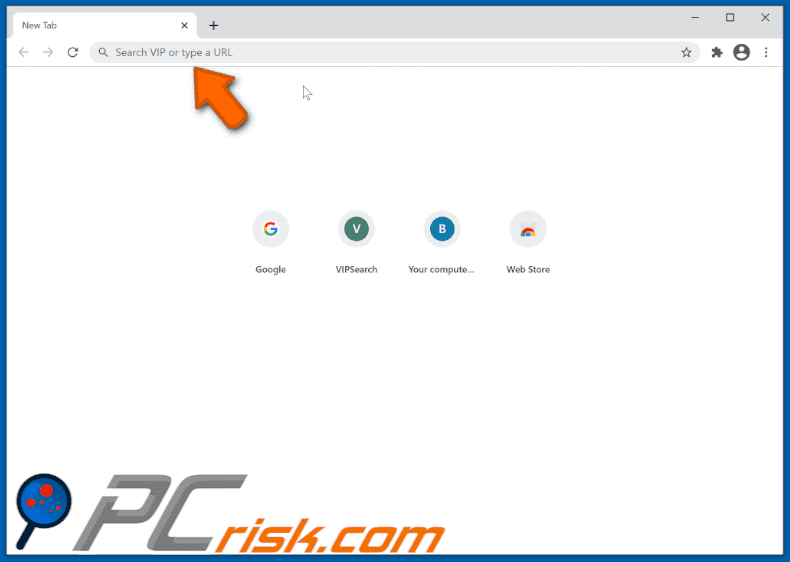 VIPSearch Pro browser hijacker promoot (via vipsearch.top) vipsearch.guru (GIF)