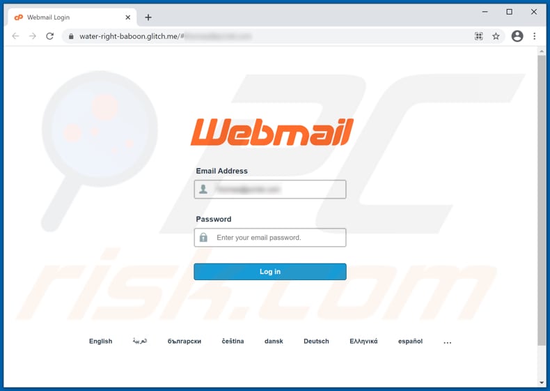 Misleidende valse Webmail-site