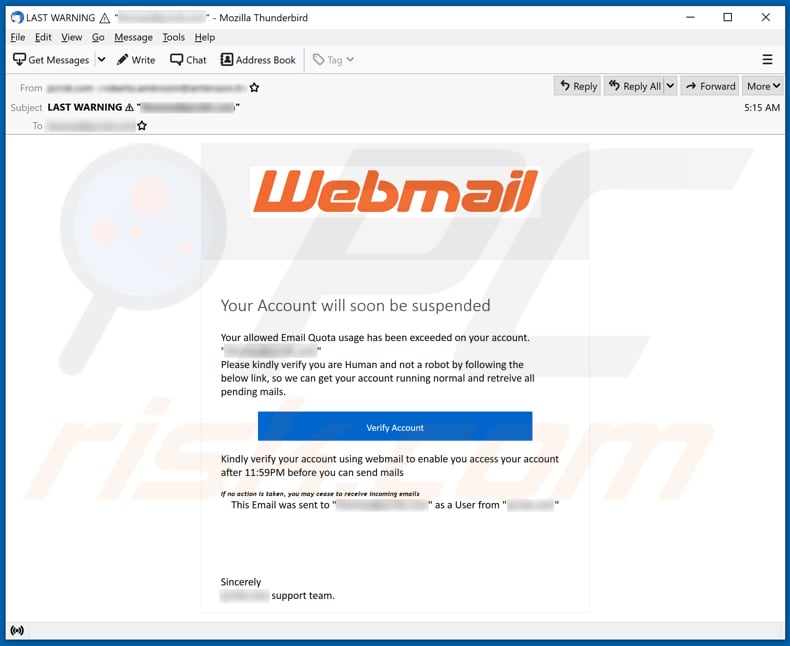 Oplichting via Webmail e-mail