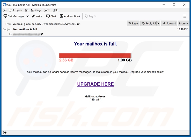 Your mailbox is full email spam campaigne