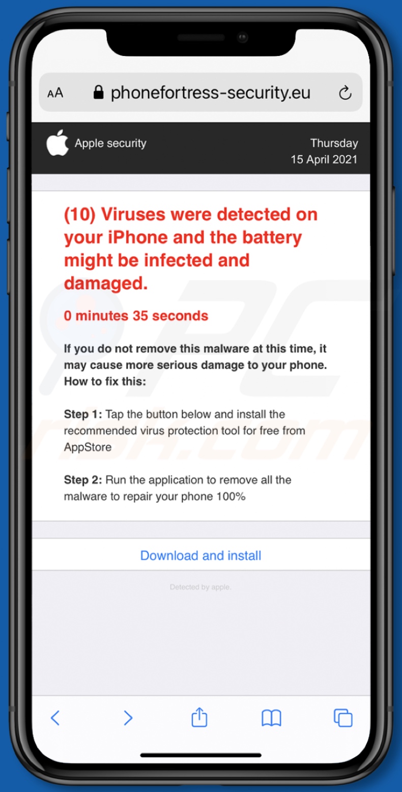(10) Viruses were detected on your iPhone oplichterij