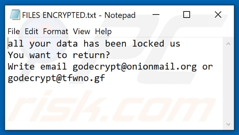 4o4 ransomware tekstbestand (FILES ENCRYPTED.txt)