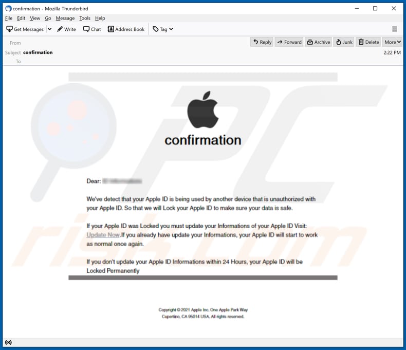 Oplichtingsmail over Apple ID