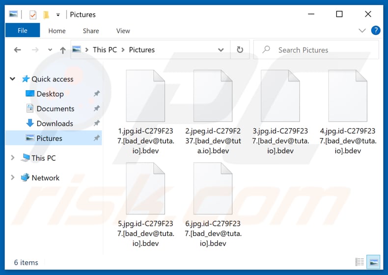Bestanden versleuteld door Bdev ransomware (.bdev extensie)
