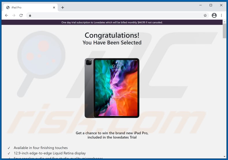 Chance To Win The New iPad Pro scam scam