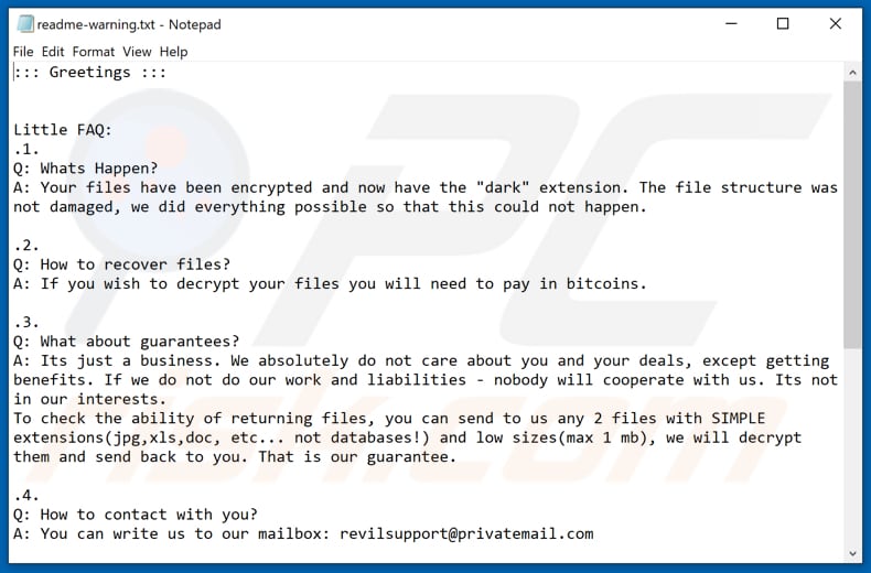 Dark decryptie-instructies (readme-warning.txt)