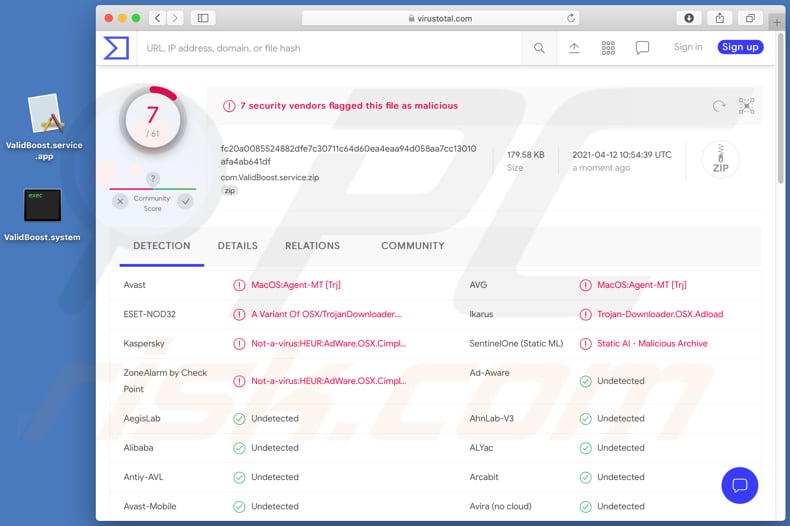 validboost adware gedetecteerd door virustotal