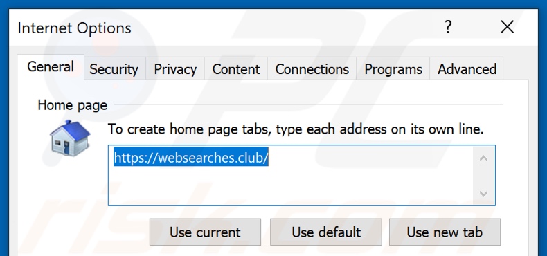 Verwijder websearches.club als startpagina in Internet Explorer
