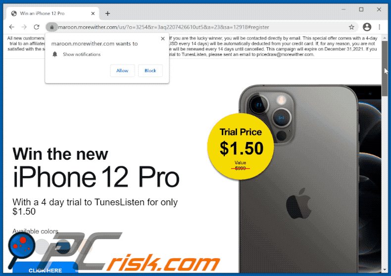 Win The New iPhone 12 POP-UP Scam (2021-04-15)
