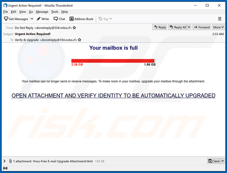 Your Mailbox Is Full spam email (2021-04-15)