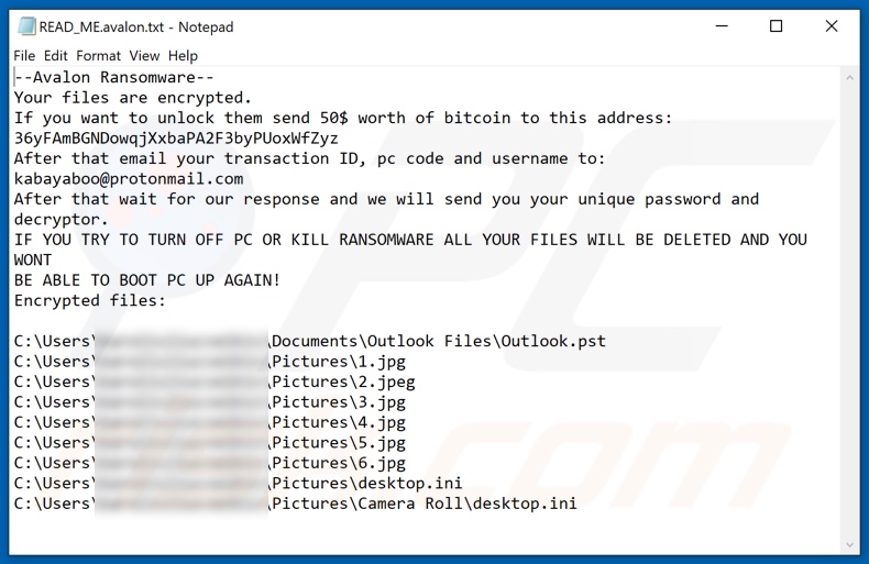 Avalon ransomware tekstbestand (READ_ME.avalon.txt)