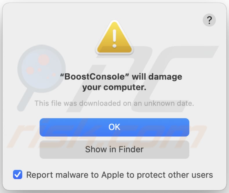 boostconsole adware pop-up die kan verschijnen terwijl boostconsole geïnstalleerd is