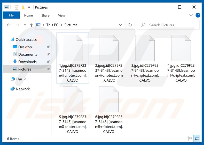 Bestanden die zijn versleuteld door CALVO ransomware (.CALVO extensie)