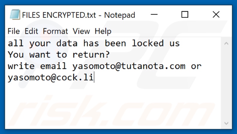 Cesar ransomware tekstbestand (FILES ENCRYPTED.txt)