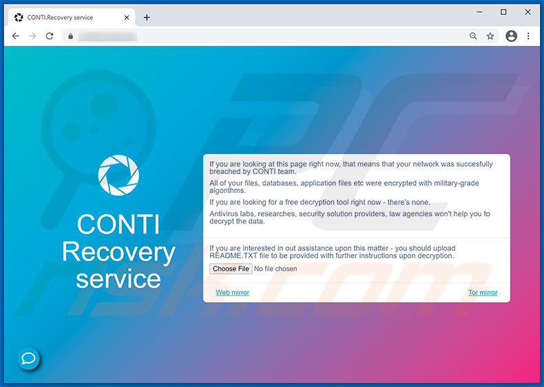 CONTI Ransomware website