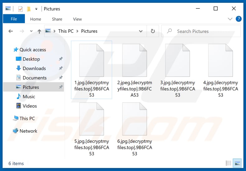 Bestanden versleuteld door Decryptmyfiles ransomware (ID van het slachtoffer als de bestandsextensie)