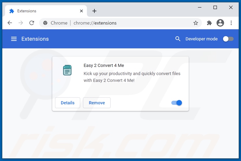 Verwijderen van Easy 2 Convert 4 Me advertenties uit Google Chrome stap 2