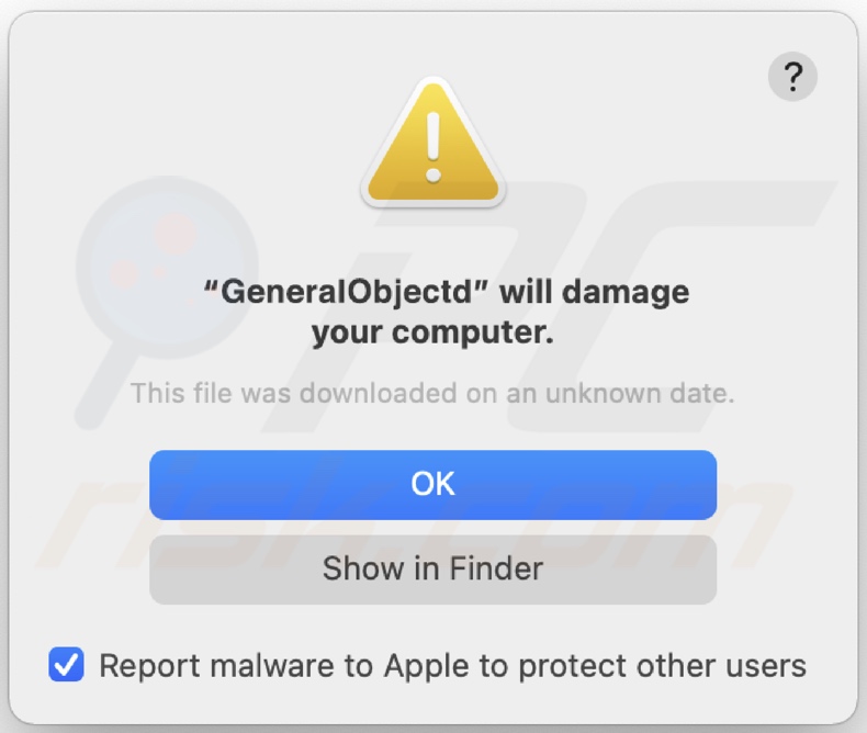 Pop-up weergegeven wanneer GeneralObject adware is geïnstalleerd op het systeem