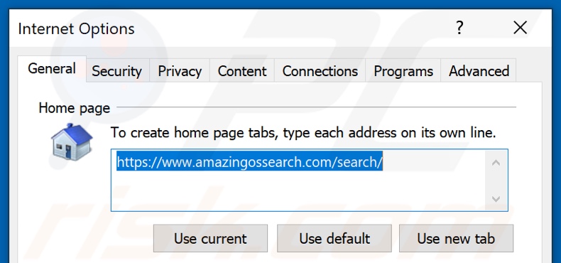 Verwijderen van amazingossearch.com uit Internet Explorer homepage