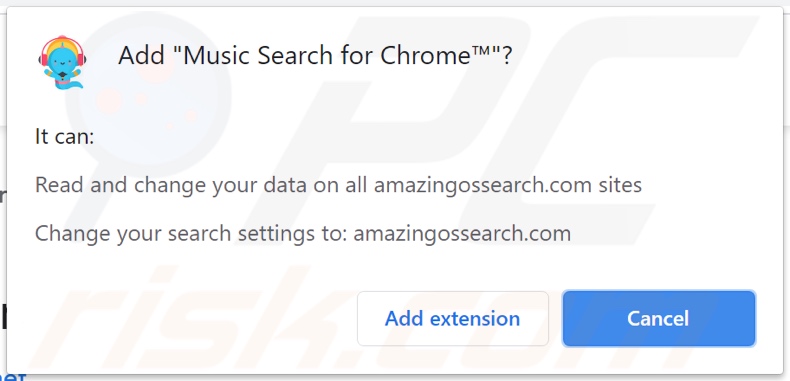 Music Search for Chrome browser hijacker vraagt om verschillende machtigingen