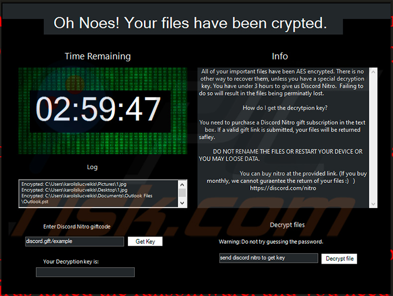 Nitro Ransomware pop-up venster (2021-05-04)