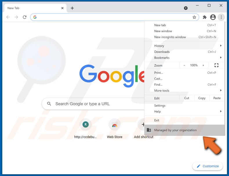 protype browser hijacker beheerd door uw organisatie