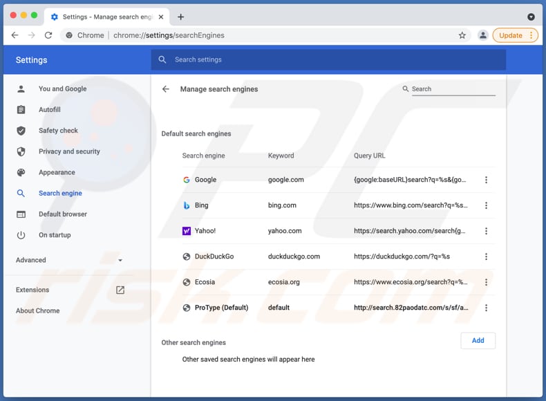 protype browser hijacker search.82paodatc.com als standaardzoekmachine chrome