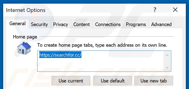 Searchfor.cc verwijderen uit de startpagina van Internet Explorer
