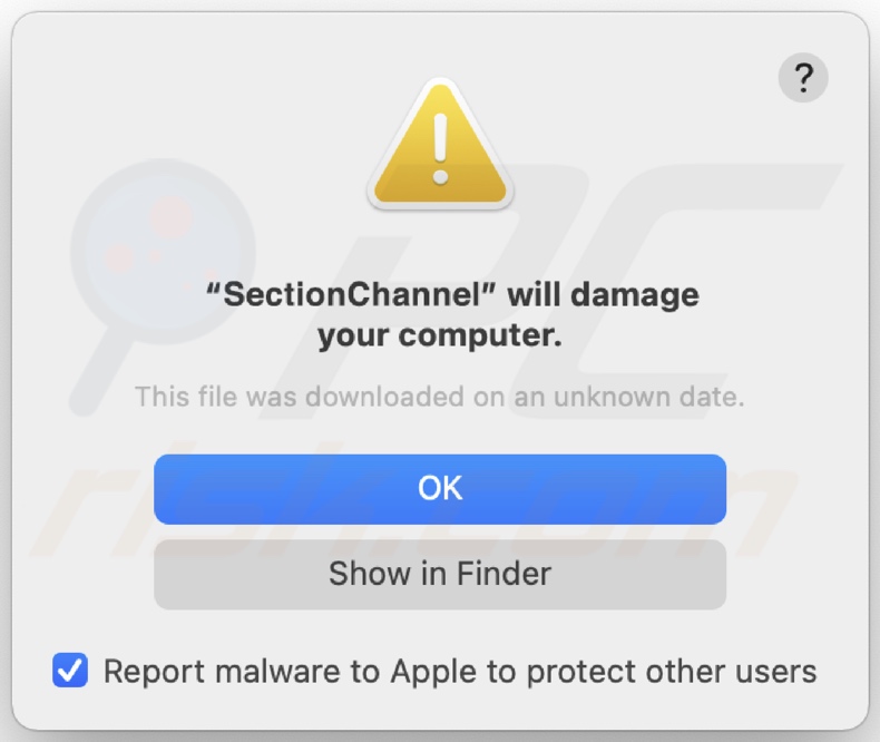 SectionChannel adware aanwezigheid detectie pop-up 