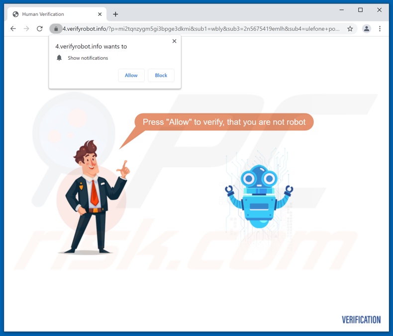 verifyrobot site pop-up doorverwijzingen