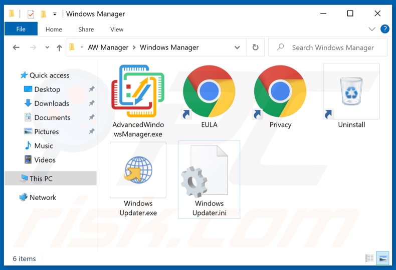 Windows Manager adware installatie map