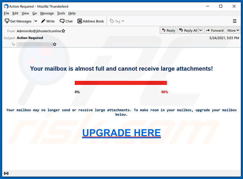 Your mailbox is almost full spam