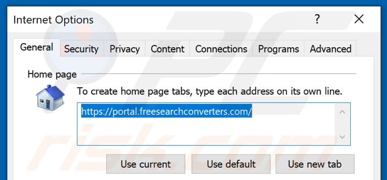 Verwijderen freesearchconverters.com van Internet Explorer homepage