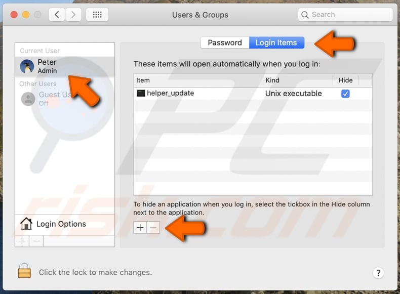 Helper_update mogelijk ongewenste applicaties verwijderen uit de aanmeldingsitems