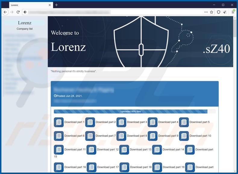 Lorenz ransomware datalekkende site