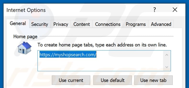 Het verwijderen van myshopsearch.com uit Internet Explorer homepage