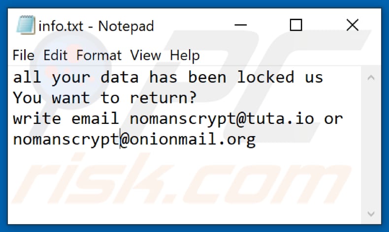 Nmc ransomware tekstbestand (info.txt)
