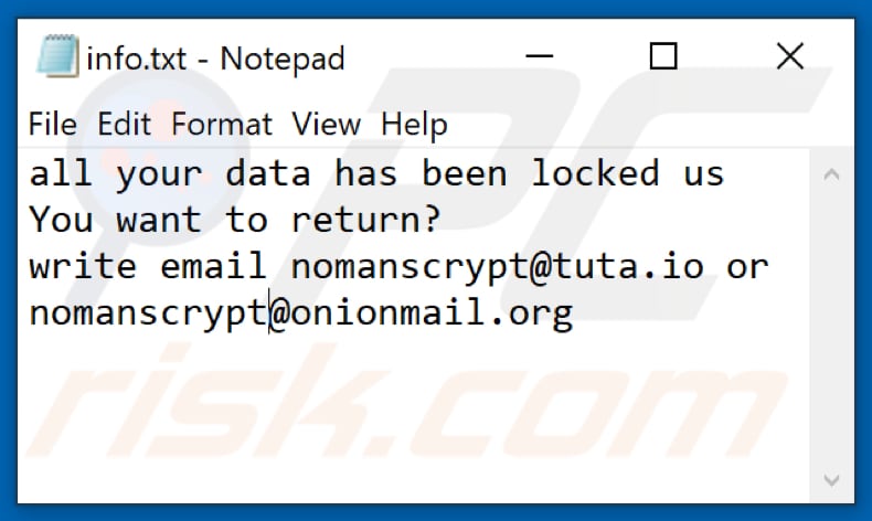 Nmc ransomware tekstbestand (info.txt)